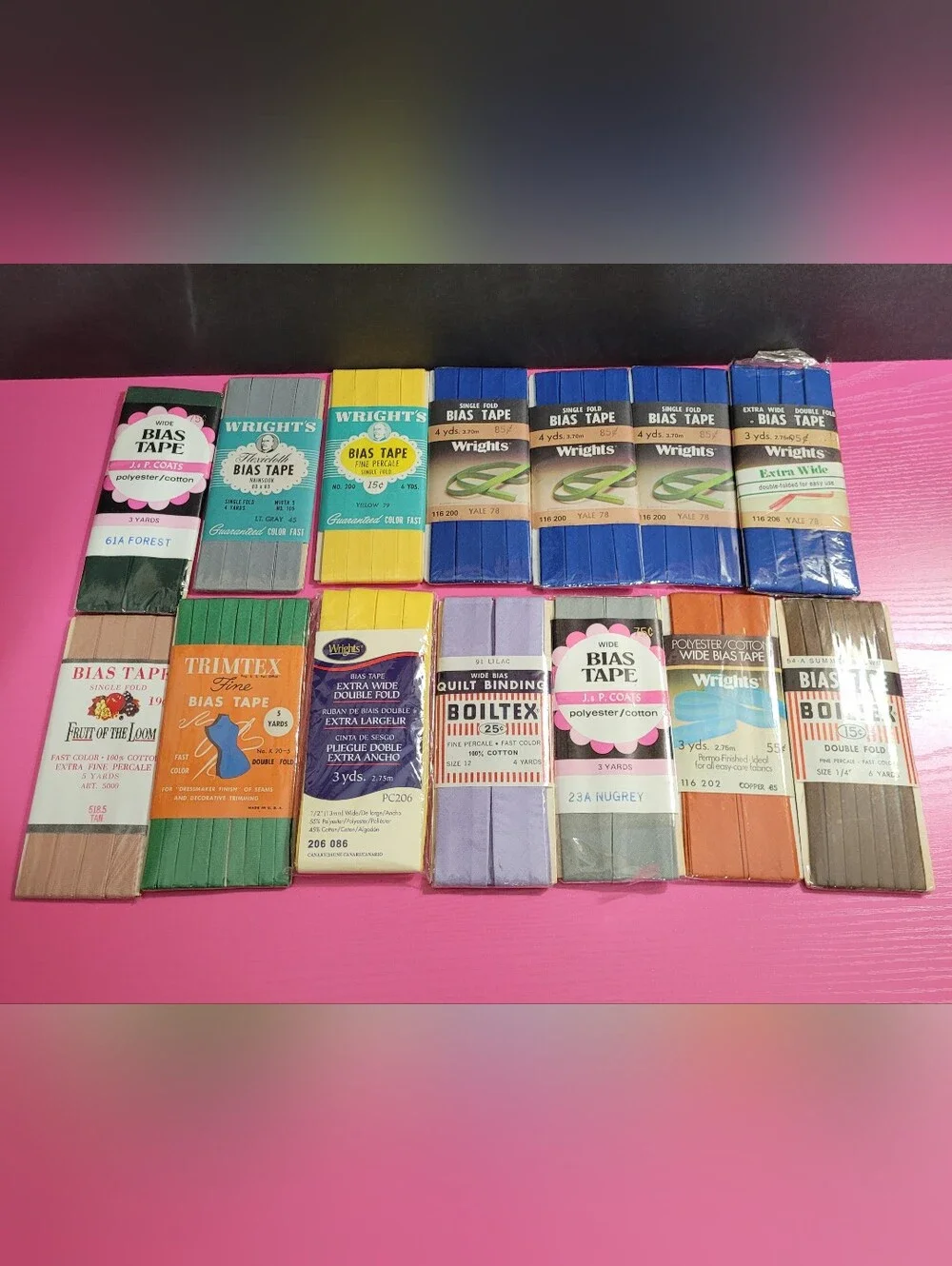Vintage Assorted Bias Tape Bundle 14 Packs (1237)